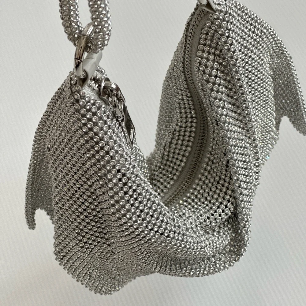Rhinestone Purse Silver Hobo Purse - Picture 3 of 5
